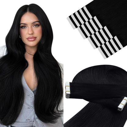 Echthaar Tape Extensions Schwarz 70 cm – Remy Haarextension
