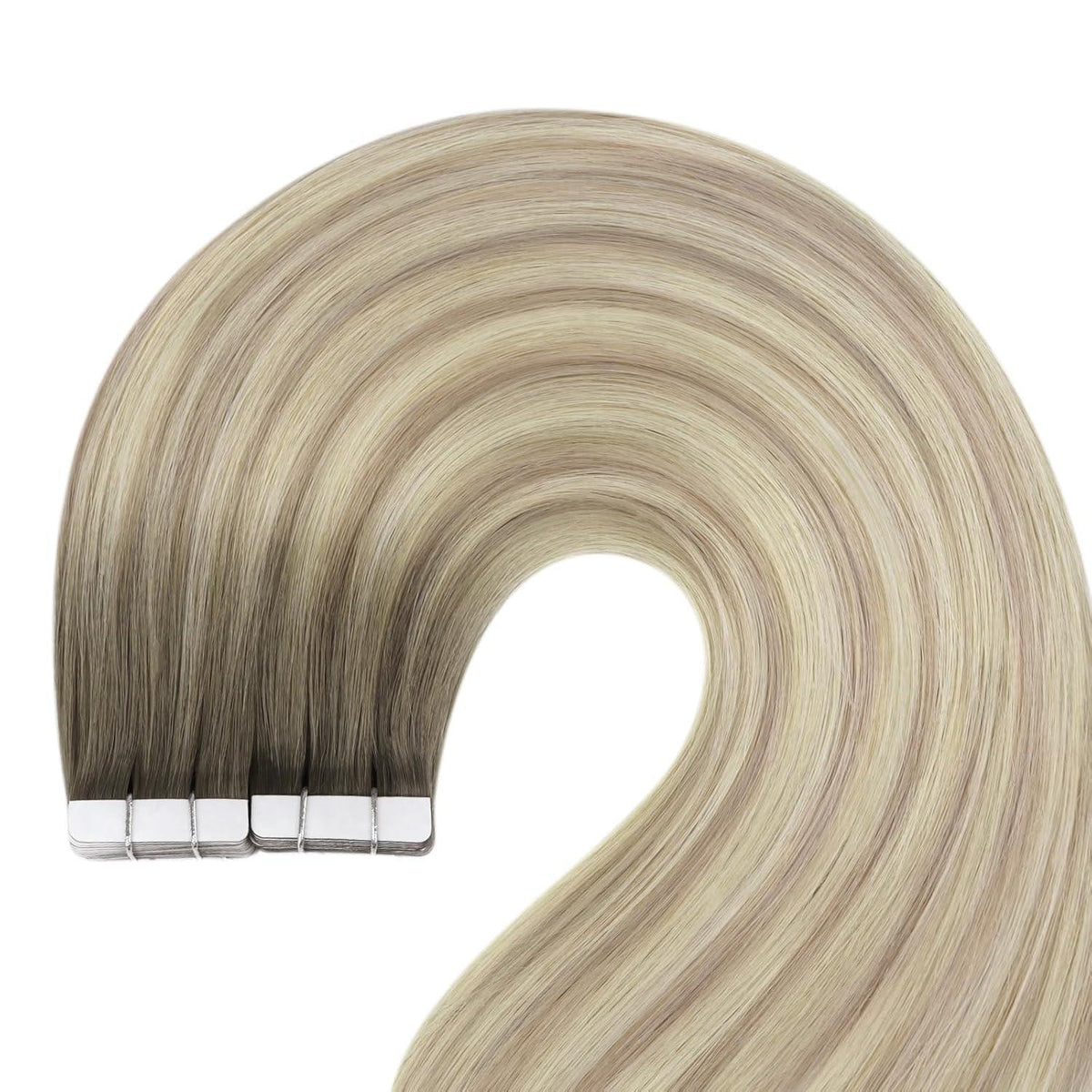 Echthaar Tape Extensions Blond 60cm – Aschblond Ombre