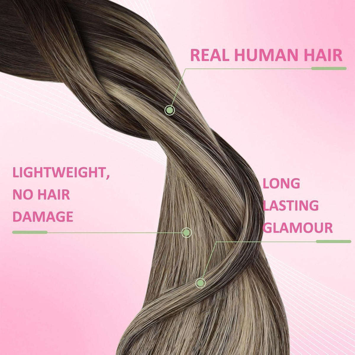 Tape Extensions Braun Blond 50 cm Echthaar Ombre