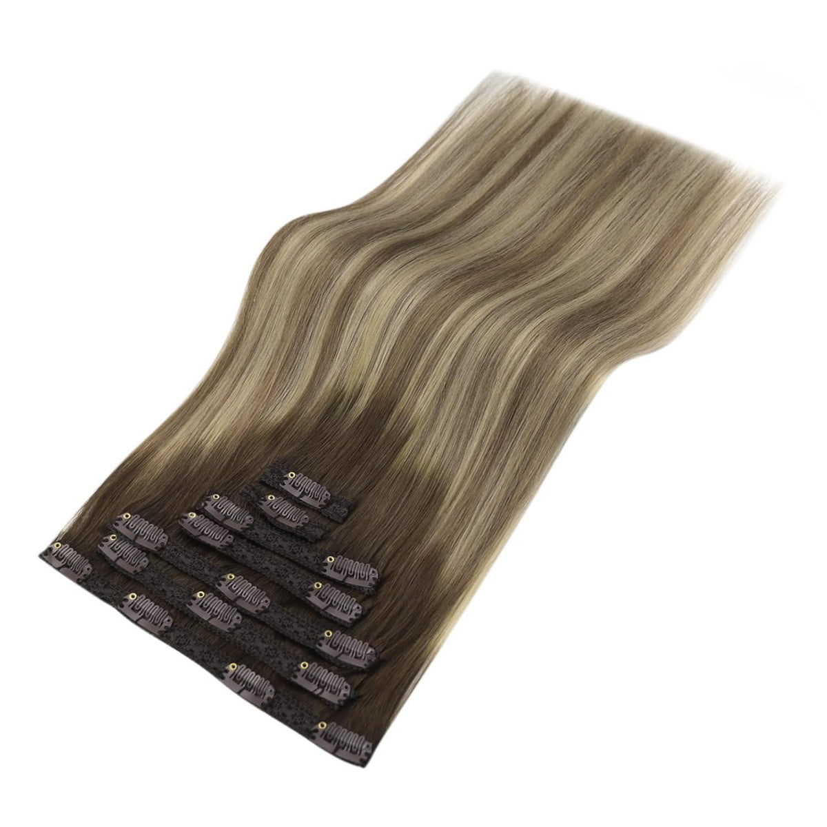 Echthaar Clip-in Extensions Braun Balayage 55 cm
