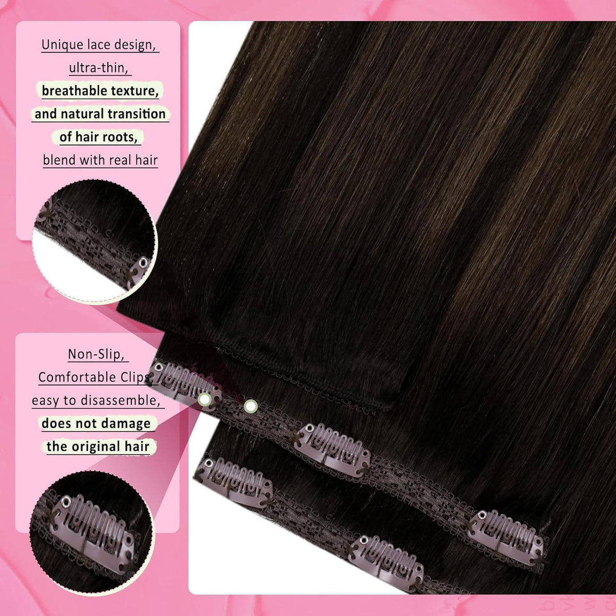 Clip-in Echthaar Extensions Ombre Braun 35cm 120g