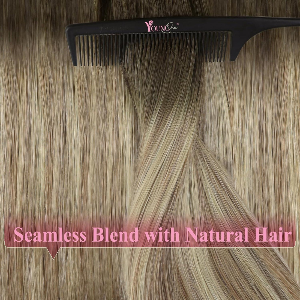 Echthaar Tape Extensions Balayage Braun Blond 45cm