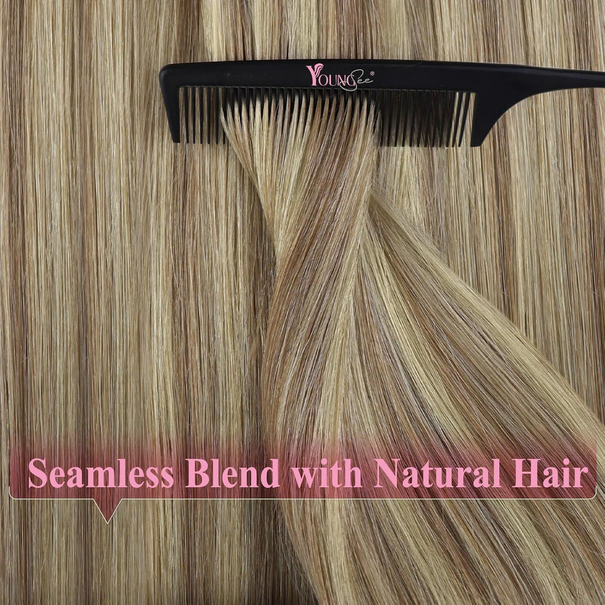 Echthaar Tape Extensions Hellbraun 55cm Gerade