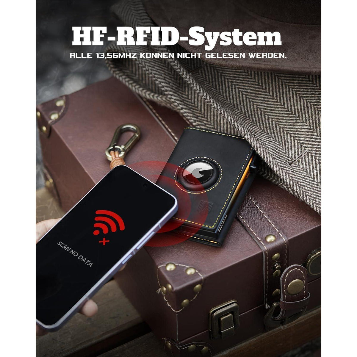 Herren Geldbörse mit AirTag Fach & RFID Schutz SchwarzGelb