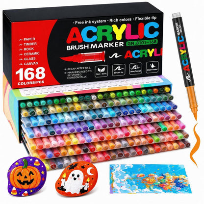 168 Acrylstifte Set Wasserfest für Stein, Holz & Co.