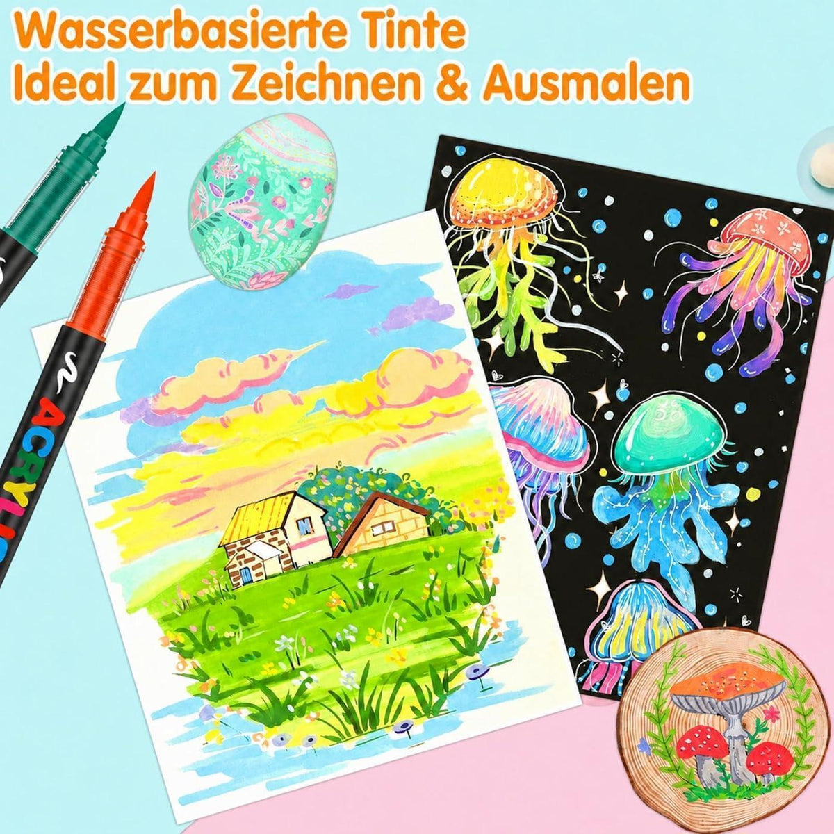 168 Acrylstifte Set Wasserfest für Stein, Holz & Co.