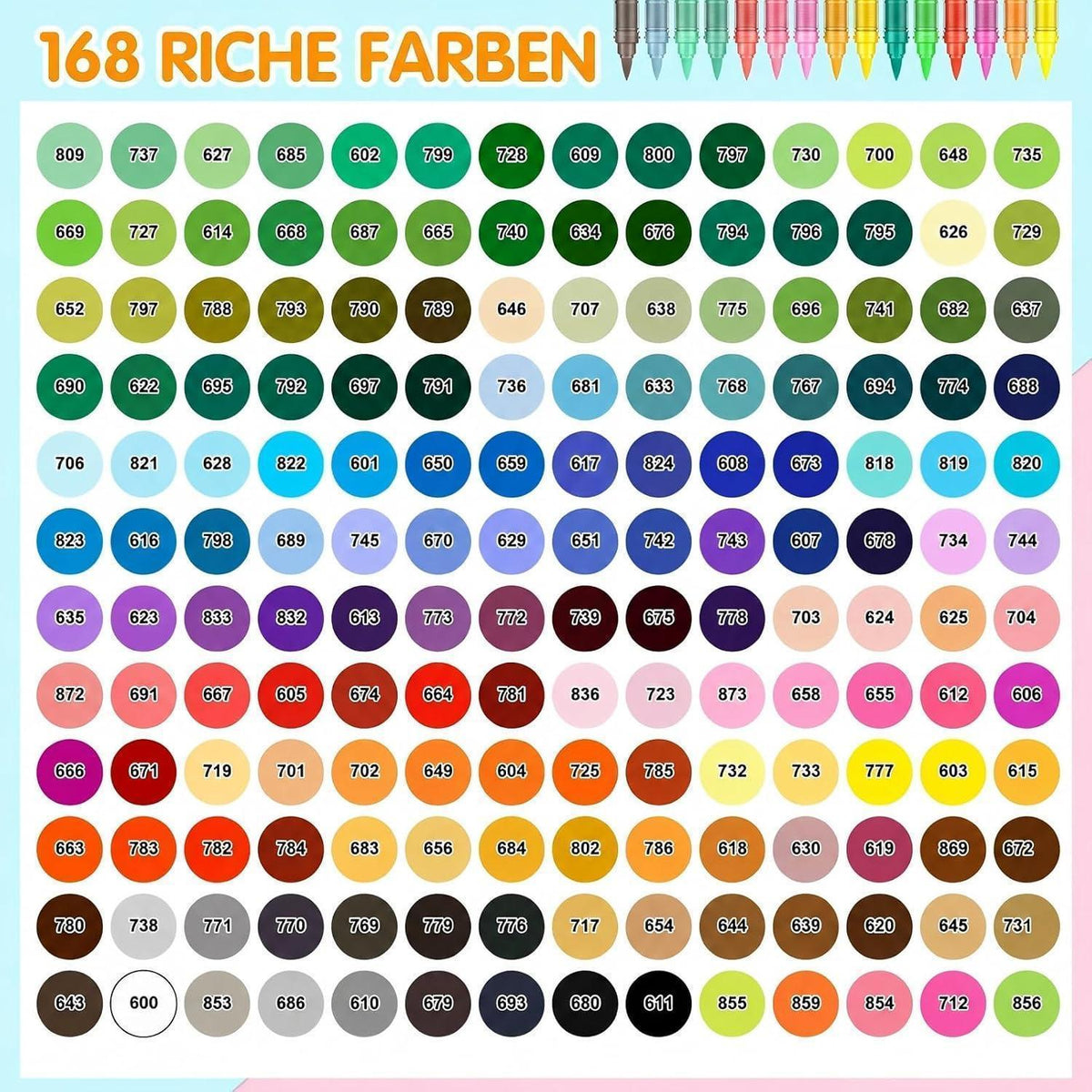 168 Acrylstifte Set Wasserfest für Stein, Holz & Co.
