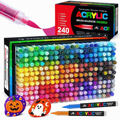 240 Acrylstifte Set Wasserfest für Stein, Holz & Co.
