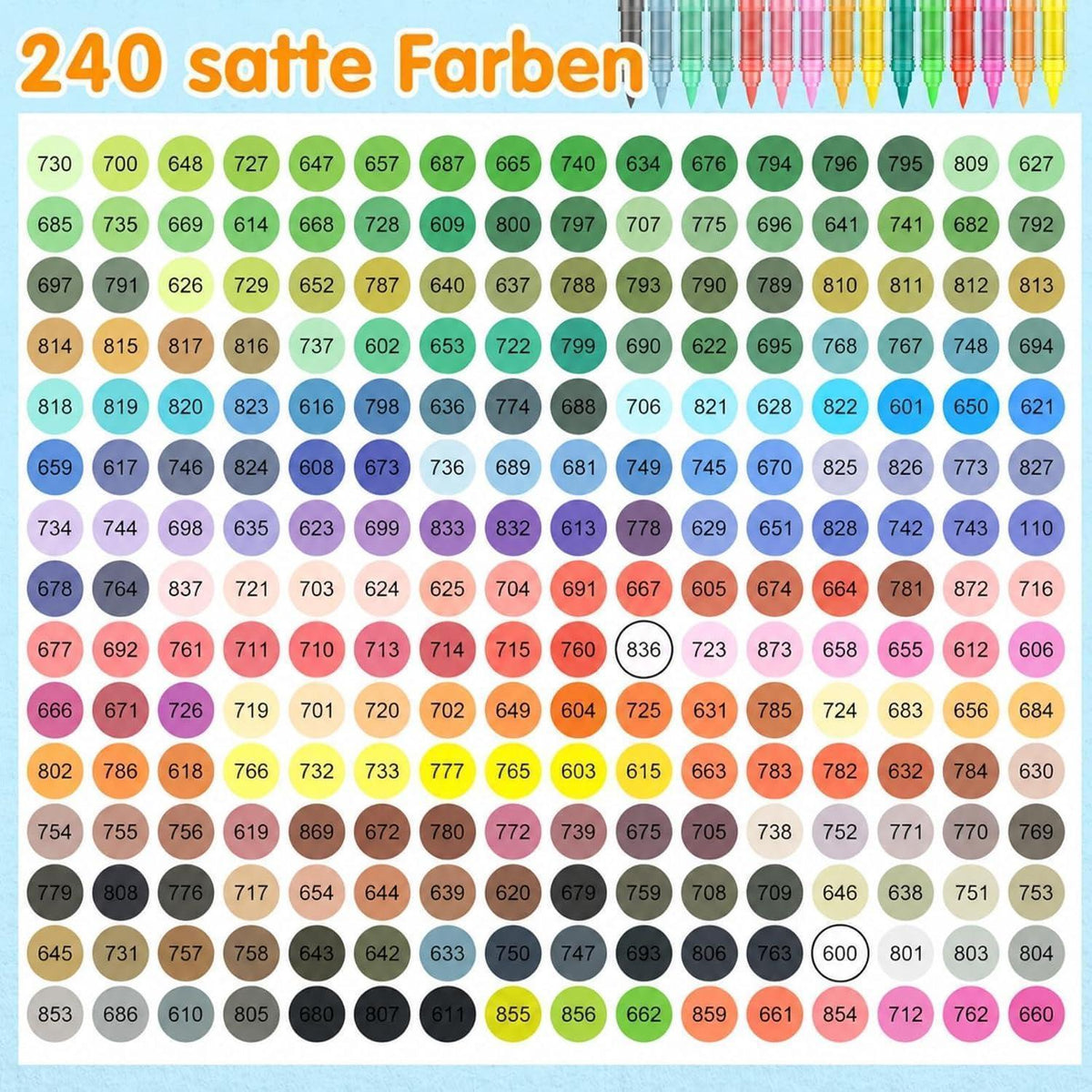 240 Acrylstifte Set Wasserfest für Stein, Holz & Co.