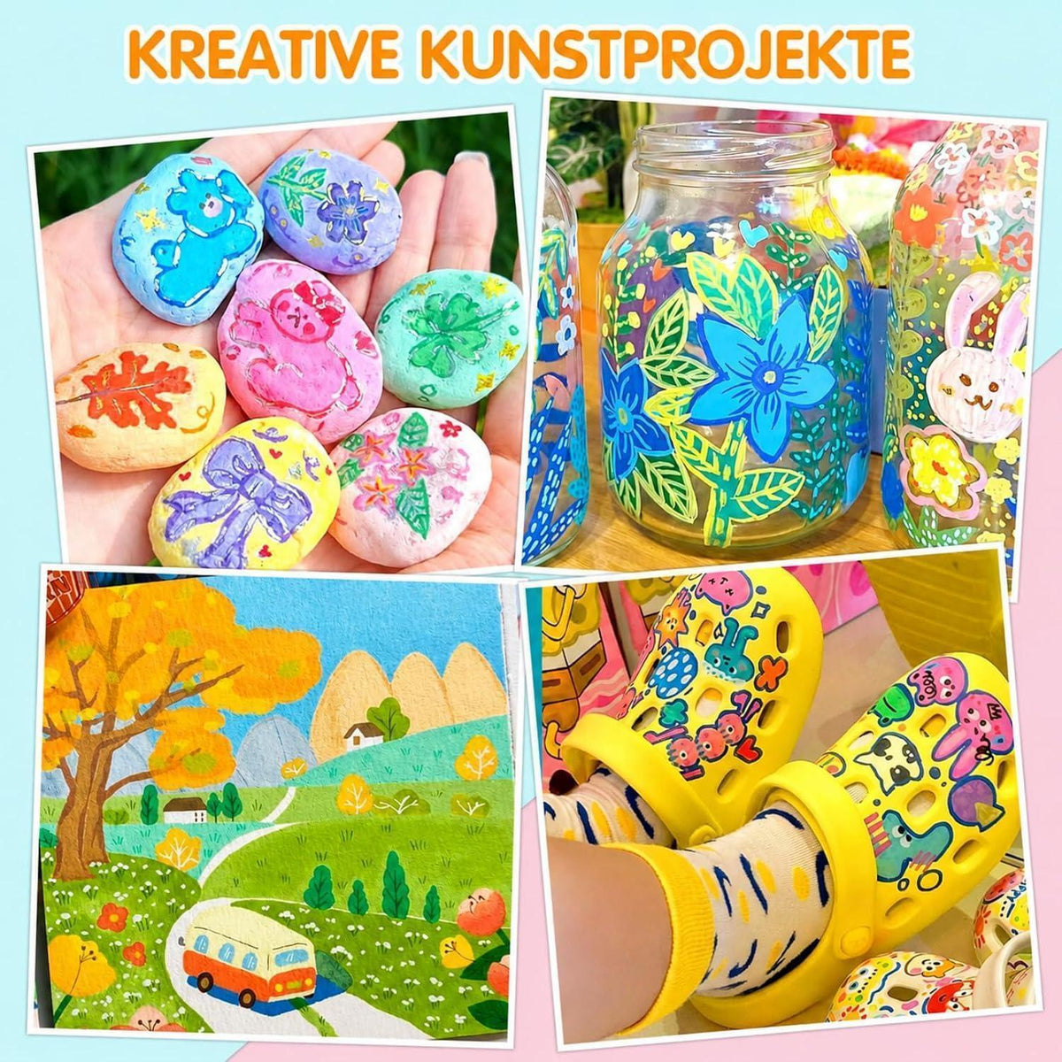 240 Acrylstifte Set Wasserfest für Stein, Holz & Co.
