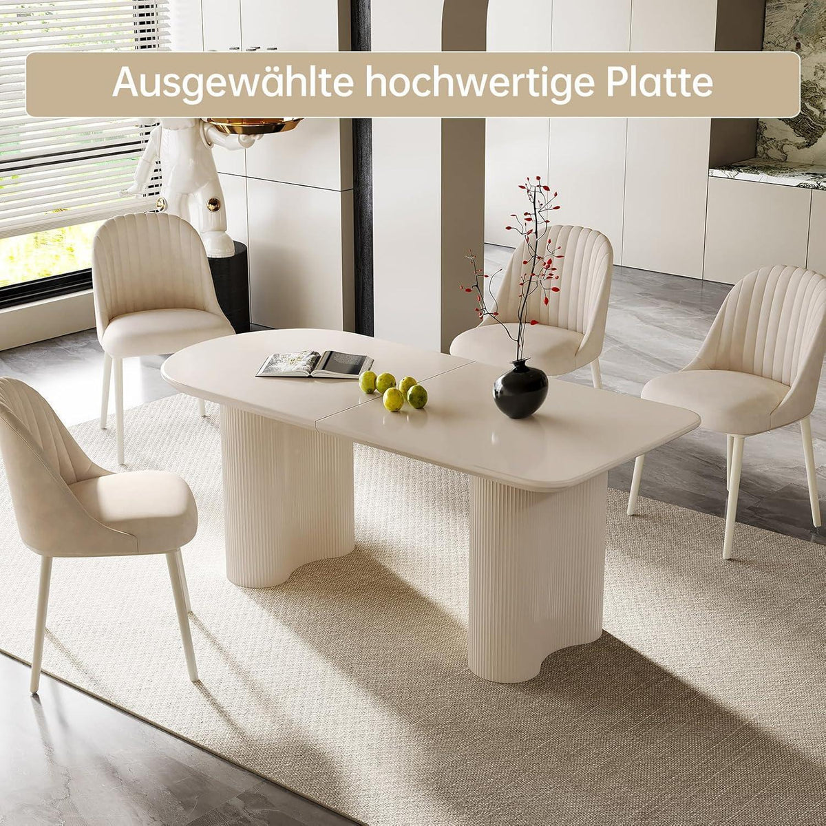 Weißer ovaler Esstisch 180cm – Modern & Platz für 6-8 Personen