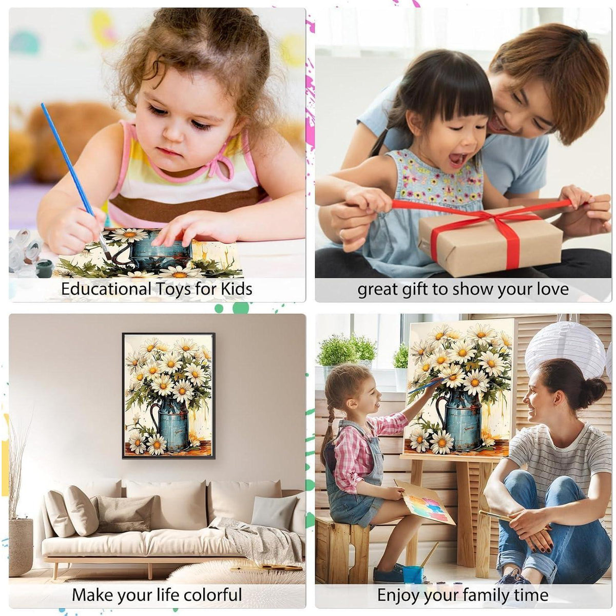 Malen nach Zahlen Blumen 40x50cm - DIY Ölgemälde Set für Anfänger