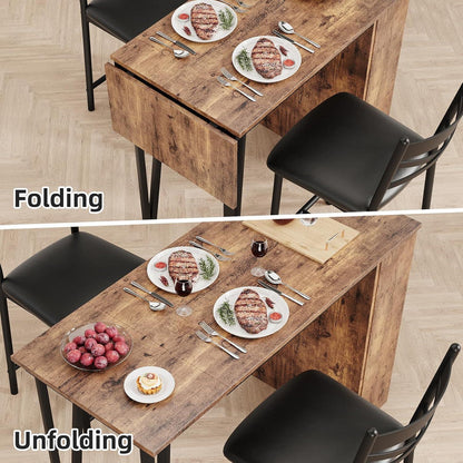 3-teiliges Bartisch Set mit Klapptisch & Barhockern Industriell