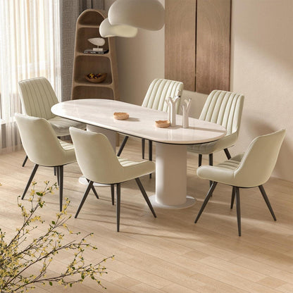 Esszimmerstühle 6er Set | Beige Polsterstühle mit Sitzkissen