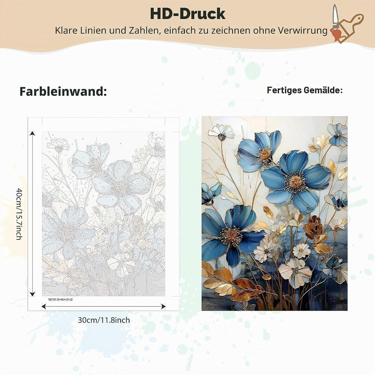 Malen nach Zahlen Lotusblume mit Rahmen – DIY Set Erwachsene