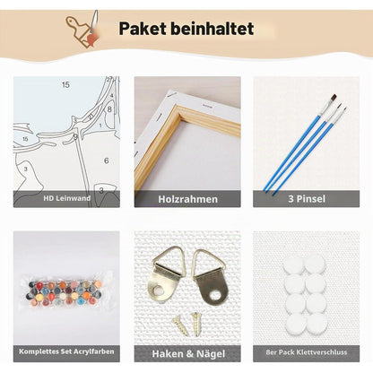 Malen nach Zahlen Lotusblume mit Rahmen – DIY Set Erwachsene