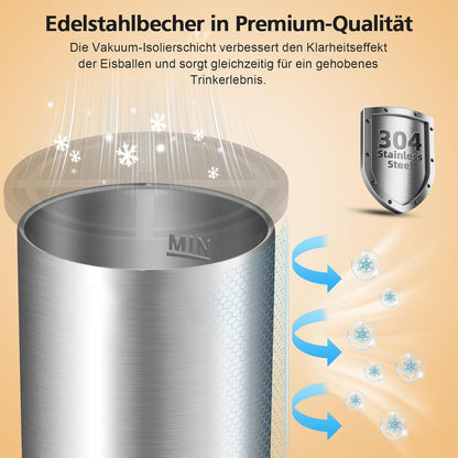 Eiswürfelbereiter Edelstahl - Kristallklare Eiskugeln (8er Pack)