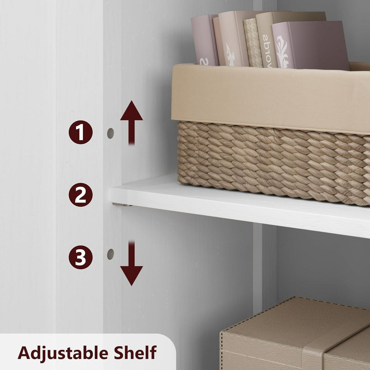 Weißer Hochschrank mit Glastüren & Regalen – 60x30x128cm