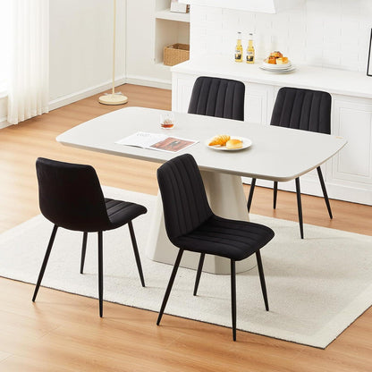 Samt Esszimmerstühle 4er Set – Gepolsterte Küchenstühle Schwarz