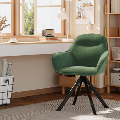 Drehstuhl Esszimmer 4er Set Samt Grün mit Armlehne