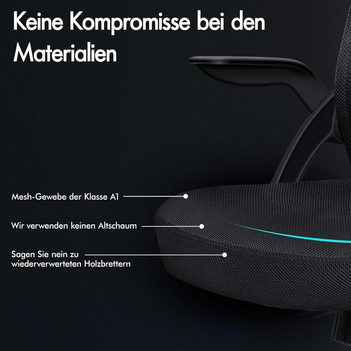 Ergonomischer Bürostuhl 180kg, Schwarz Arc