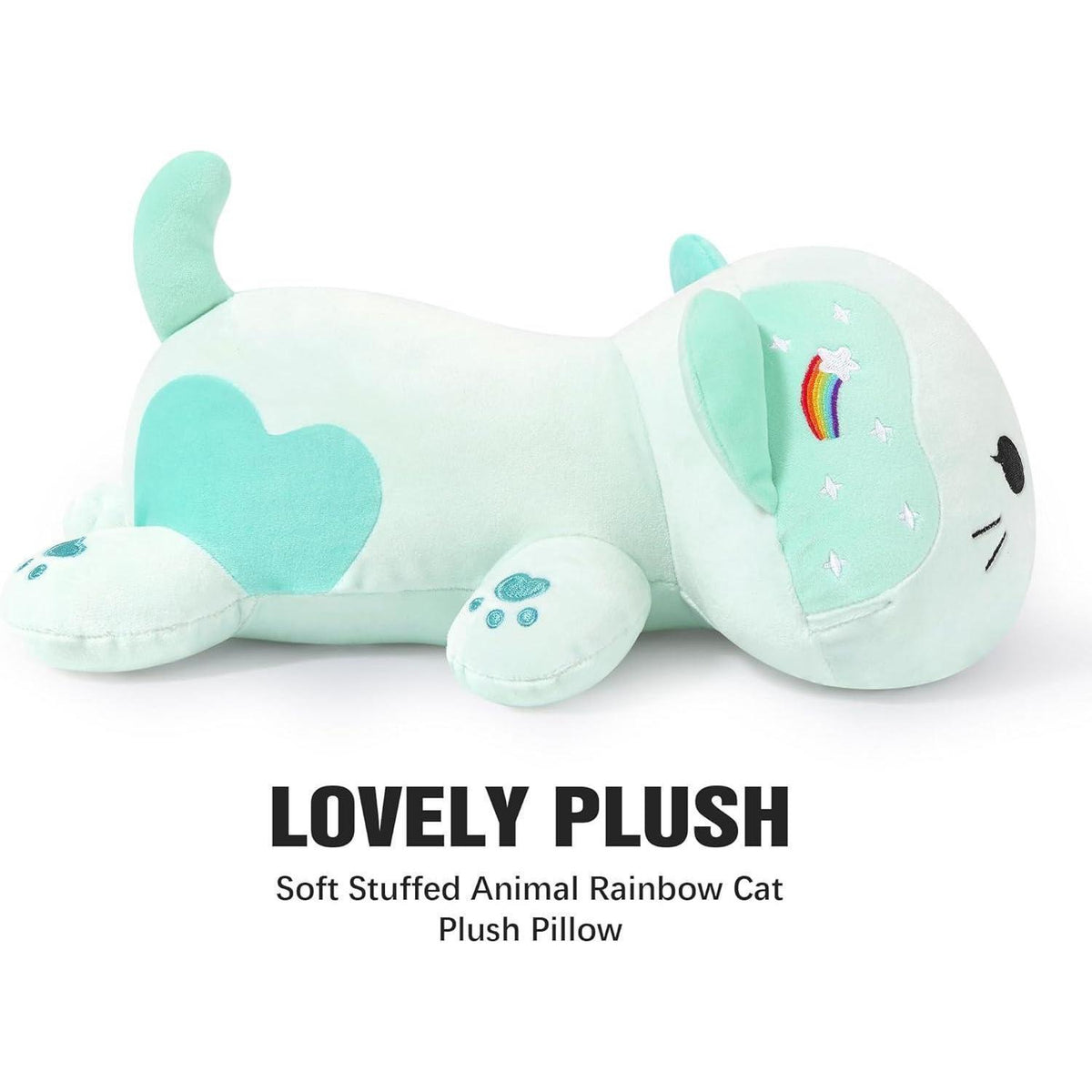 Kuscheltier Katze Plüschtier 30cm Grün