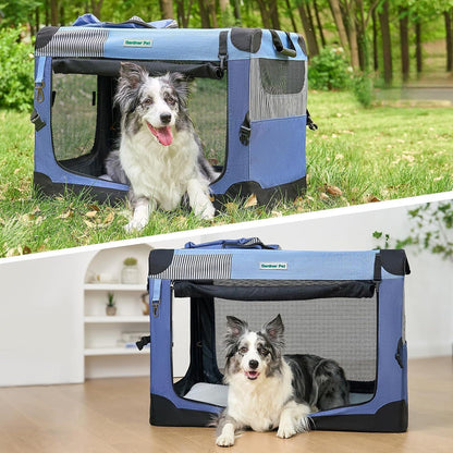 Faltbare Hundebox mit Tragegriffen & Decke – Blau, 66x48x48cm