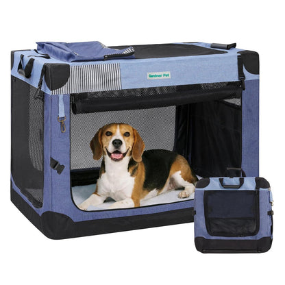Faltbare Hundebox mit Tragegriffen & Decke – Blau, 76x53x53cm