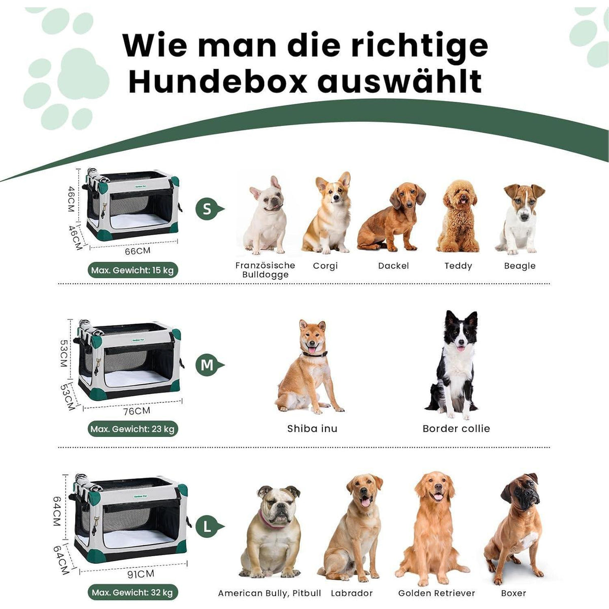 Faltbare Hundebox mit Decke – 76x53x53cm, Grau