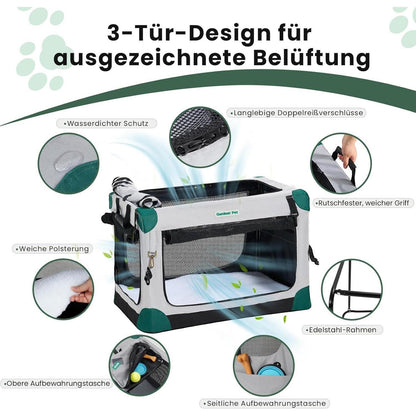 Faltbare Hundebox mit Decke – 76x53x53cm, Grau