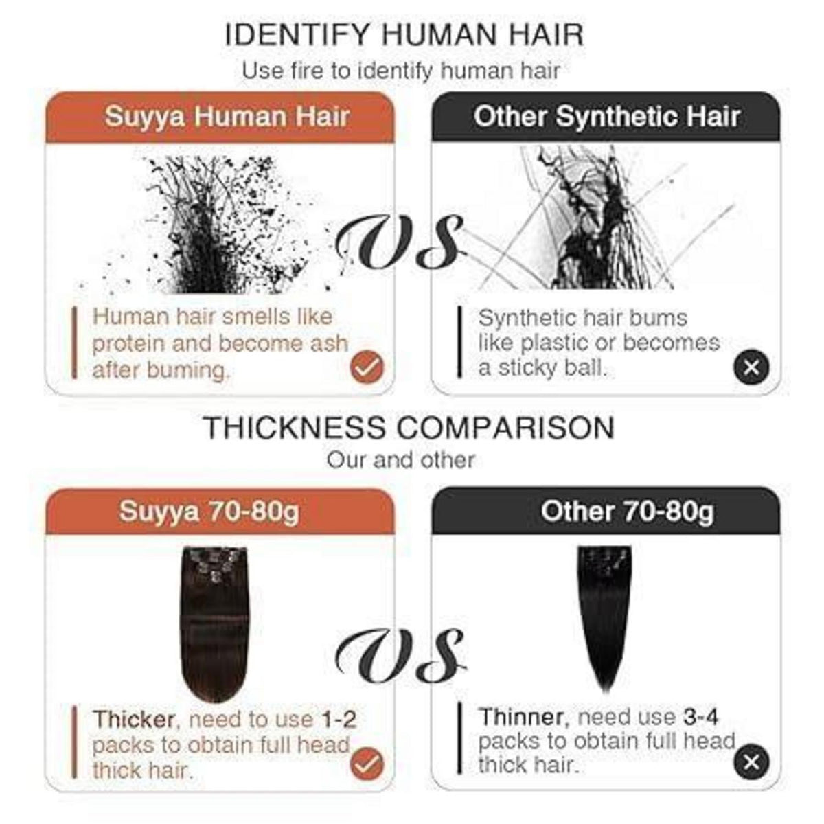 Echthaar Clip-in Extensions Dunkelbraun #2 (55cm, 100g)