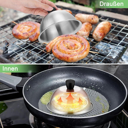 Burgerglocken Edelstahl 4er Set mit Griff, 15,2 cm