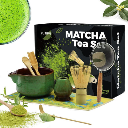 9-teiliges Matcha Tee Set mit Besen & Schale