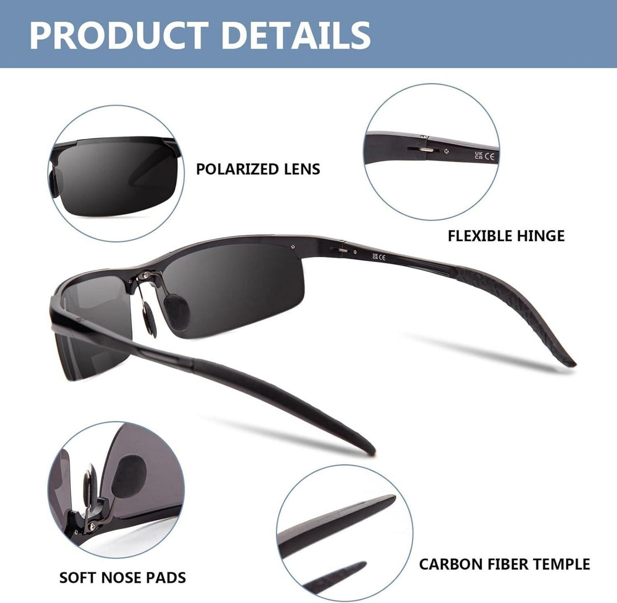 Polarisierte Sportsonnenbrille Ultraleichtes Metall UV400 Unisex