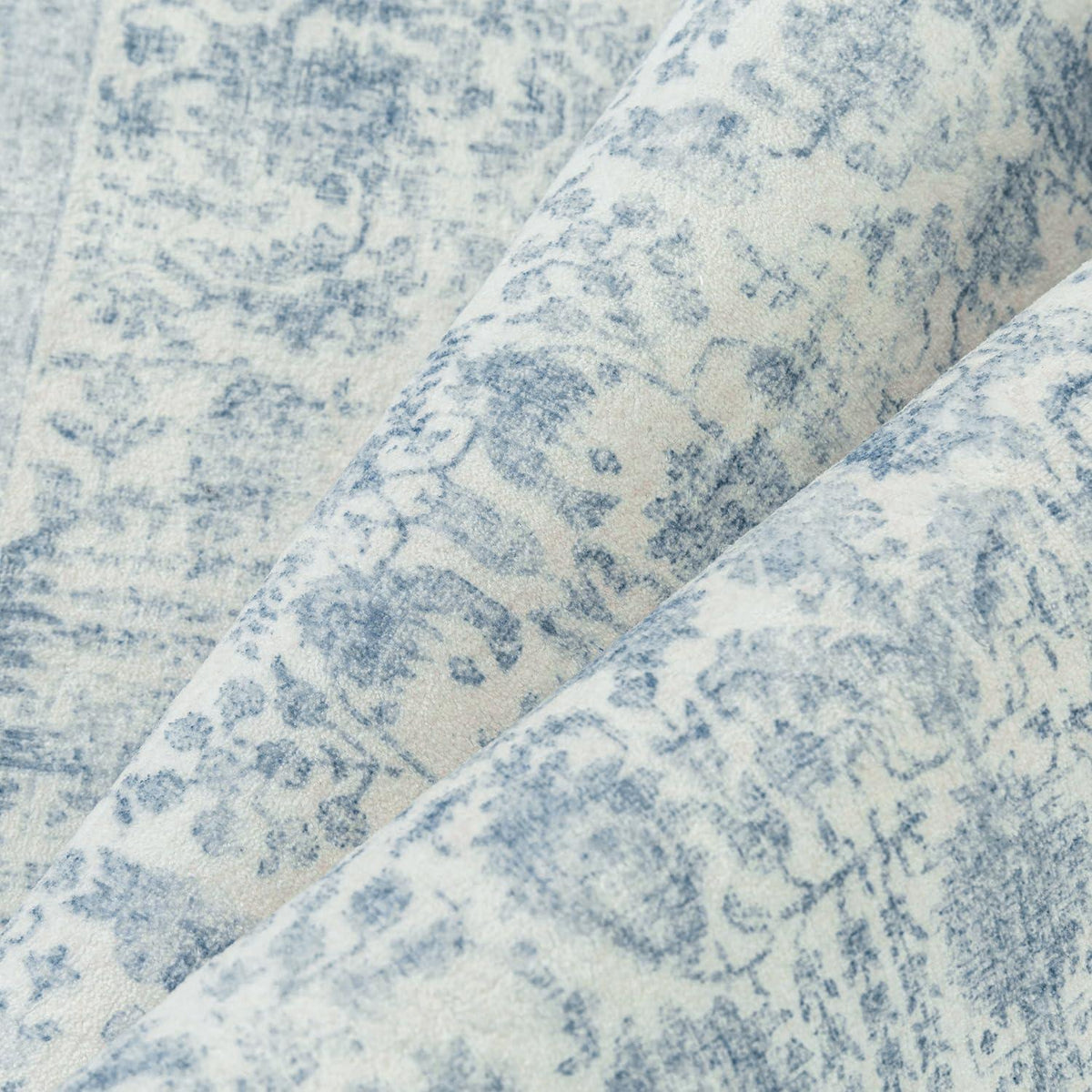 Vintage Teppich Blau 90x150cm Waschbar – Wohnzimmer Teppich
