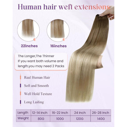 Echthaar Tressen Ombre Blond – Sew-in Weft 45cm