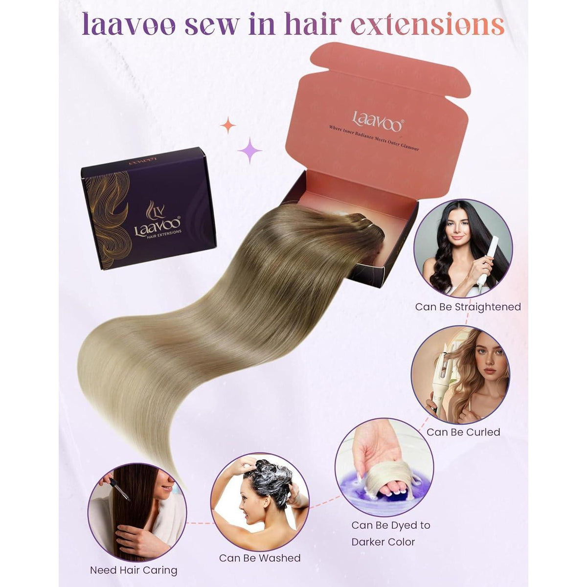 Echthaar Tressen Ombre Blond – Sew-in Weft 45cm