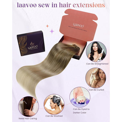 Echthaar Tressen Ombre Blond – Sew-in Weft 45cm