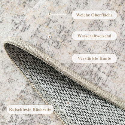 Beiger Grau Teppich 240x300cm – Waschbar & Rutschfest