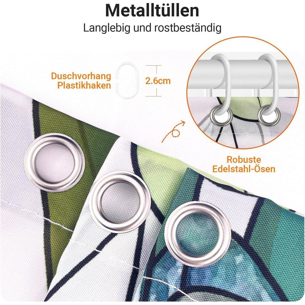 Duschvorhang Grün Blätter 100x180cm Wasserabweisend Textil