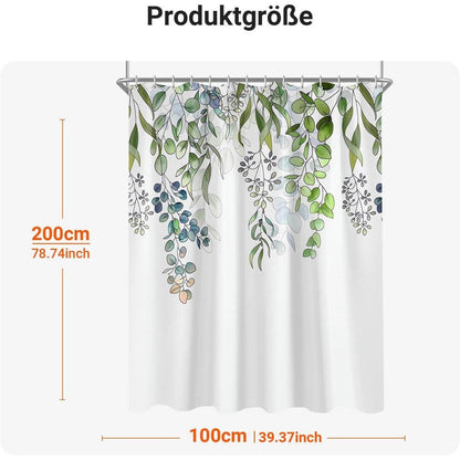 Duschvorhang Grün Blätter 100x200cm Textil Wasserabweisend Waschbar