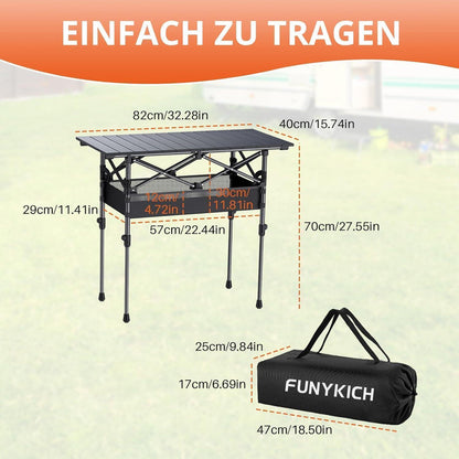 Klapptisch Aluminium 82x40cm, 2 Höhen, mit Netztasche