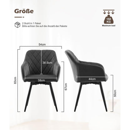 Drehbare Esszimmerstühle Set 4 – Samt, Grau