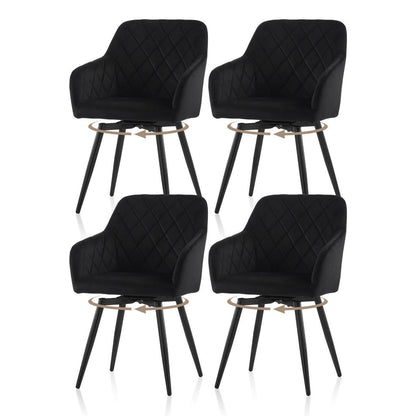 Drehbare Esszimmerstühle Set 4er – Samt, Schwarz