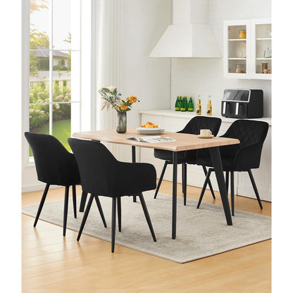 Drehbare Esszimmerstühle Set 4er – Samt, Schwarz