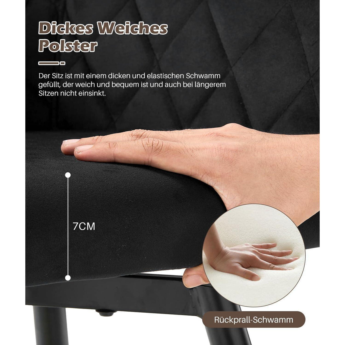 Drehbare Esszimmerstühle Set 4er – Samt, Schwarz