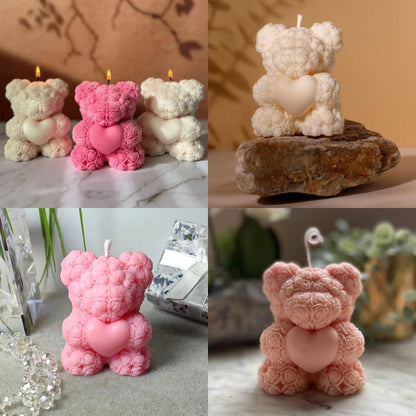 3D Bär Silikonform Rosenbär Kerzenform XL – Für kreative Geschenke