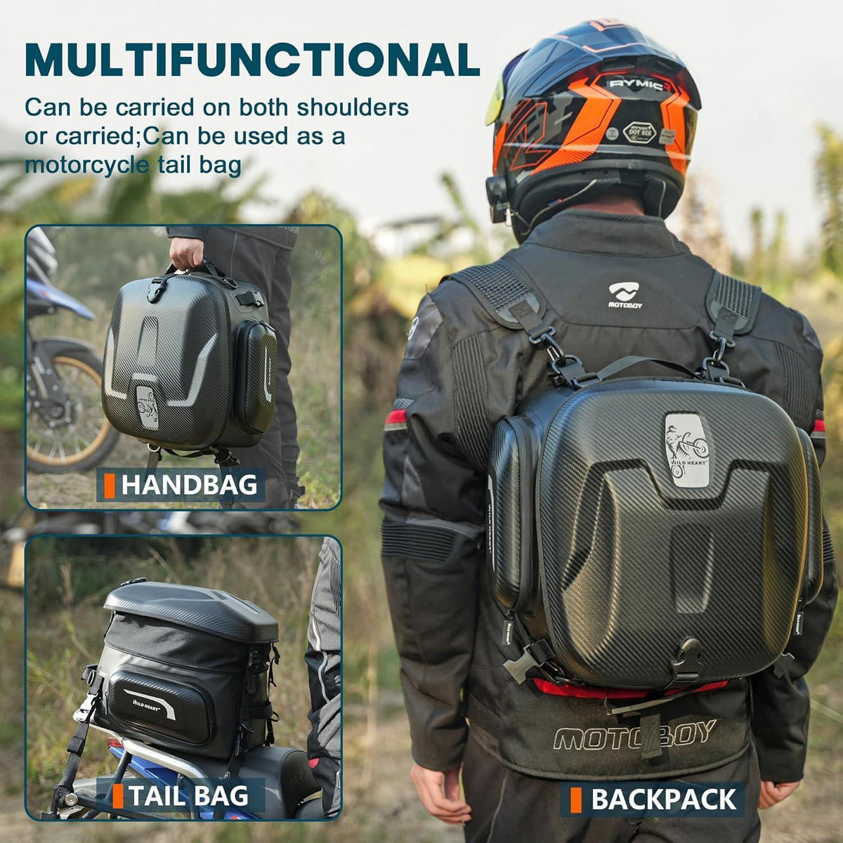 Motorrad Hecktasche Hartschale 24-34L Wasserdicht & Vielseitig