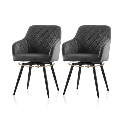 Drehbare Esszimmerstühle Set 2 – Samt, Grau