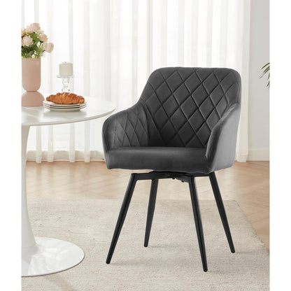 Drehbare Esszimmerstühle Set 2 – Samt, Grau